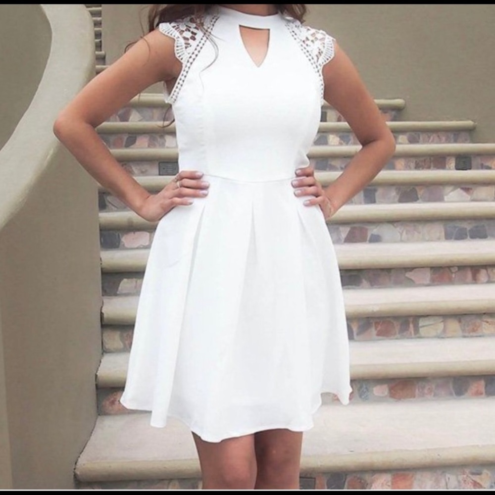 She+Sky Love you Always white lace cut-out dress